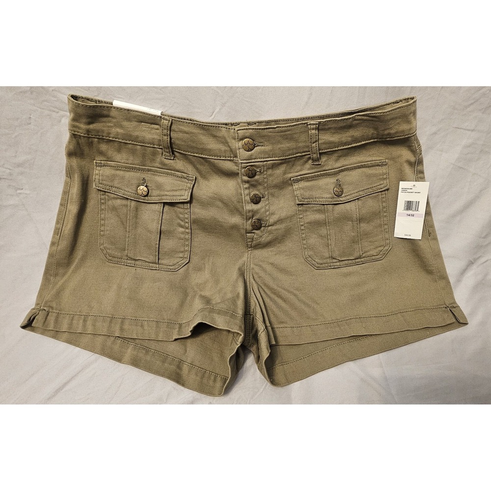 Women's Jessica Simpson Sz 14 Patch Pocket Shorts Olive Green Stretch NWT L476